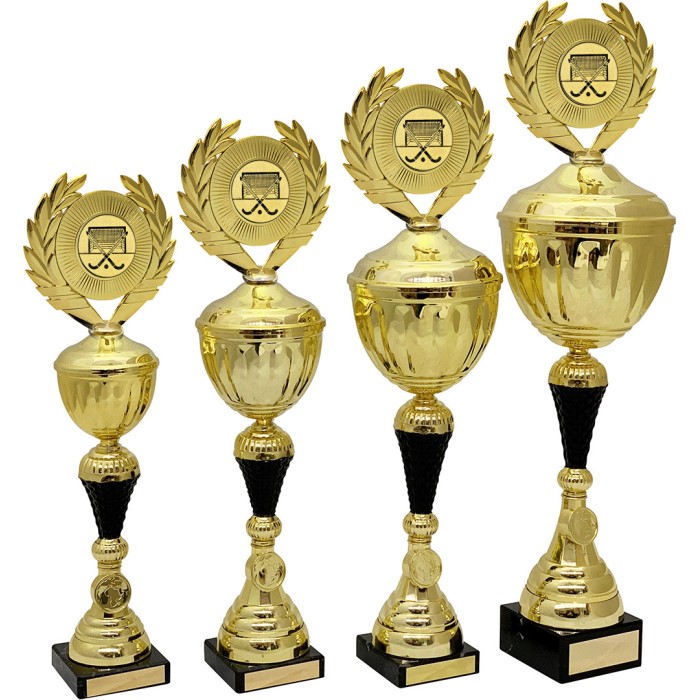 HOCKEY GOLD & BLACK TROPHY CUP  - AVAILABLE IN 4 SIZES